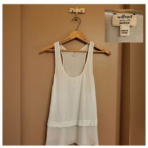 Wilfred. 100% Silk Tiered Racerback Tank. Pale aqua. Medium